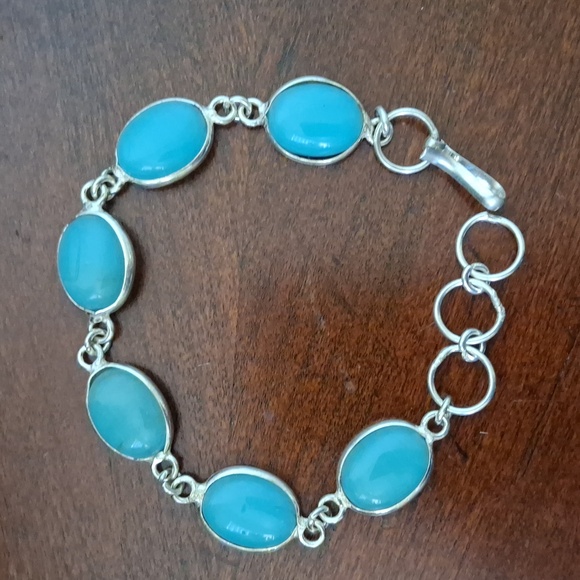 New Blue Chalcedony Silver Bracelet. - Picture 2 of 6